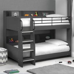 Happy Beds Domino Anthracite Wooden Metal Kids Storage Frame 3ft Bunk Bed