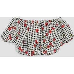 River Island Girls Black Gingham Cherry Bardot Crop Top