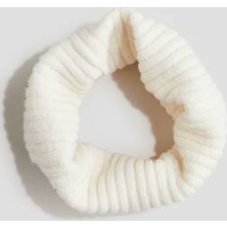 H&M Crèmevit Ribbstickad Tubhalsduk -