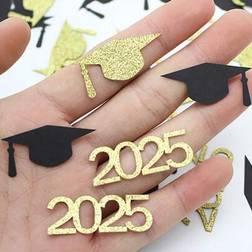 Shein 100pcs 2025 Black Golden Graduation Cap Confetti