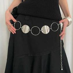 Shein Silver Metal Alloy Personalized Circle Accent Waist Chain