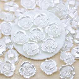 Shein 50pcs Flower Design Button White