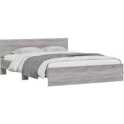 vidaXL 3207607 Bed Frame with Headboard Grey Sonoma 155x203cm