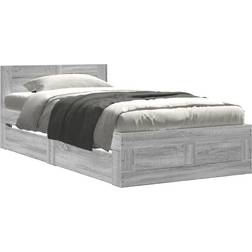 vidaXL Bed Frame with Headboard Grey Sonoma Sängram 78x193cm