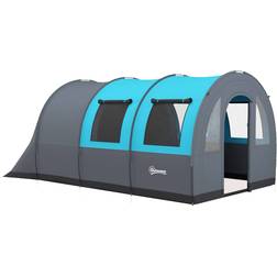 OutSunny 5-6 Man 3000mm Waterproof Tunnel Family Tent Shelter Grey/Blue