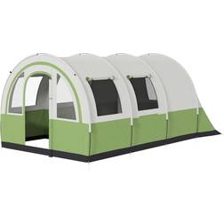 OutSunny 5-6 Man 3000mm Waterproof Tunnel Family Tent Shelter Cream/Emerald Green