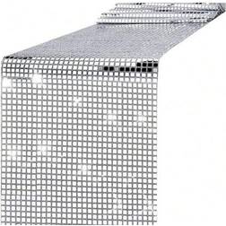 Shein Glitter Mirrored Silver Disco Tablecloth