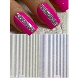 Shein 3D Lines Nail Stickers 1 Sheet 3D Holographic Silvery Rose Golden Metal Stripe Letters - Golden 1-pack