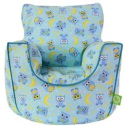 Bean Lazy Cotton Blue Owl Bean Bag Arm Chair Small