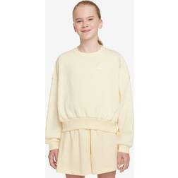 Nike Big Girls Crew Neck Long Sleeve Fleece Sweatshirt - Brown