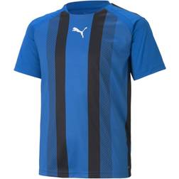 Puma Team Liga Striped Youth Football Jersey - Electric Blue Lemonade/Black/White (704927-02)