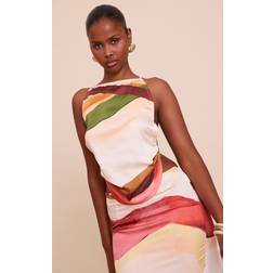 PrettyLittleThing Multi Abstract Print Satin Cami Top