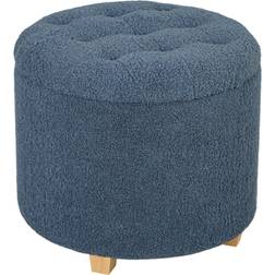 Homcom 31.8-Litre Round Teddy Fleece Storage Ottoman Foot Stool 45cm