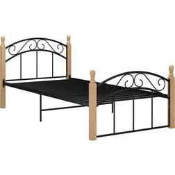 vidaXL Bed Frame without Mattress Black/Natural 97x210cm
