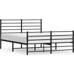 vidaXL Metal Bed Frame without Mattress with Footboard Black Sängram 146x207cm