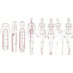 Shein 8pcs Fashion Illustration Ruler Sketching Template