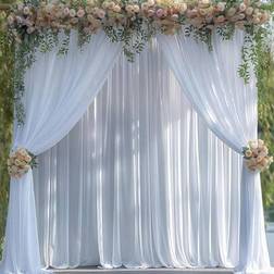 Shein 2pcs White Sheer Tulle Backdrop Curtains