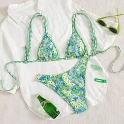 Shein Ditsy Floral Bikini Set Tie-Up Beach Swimsuit
