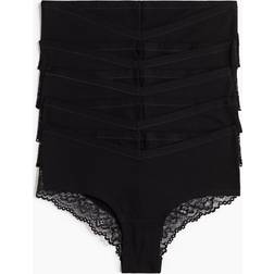 H&M Black MAMA 5-Pack Lace-Trimmed Cotton Hipster Briefs XL