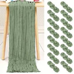 Shein Boho Style Balinese Gauze Table Runner 108 x 35 Tablecloth Green