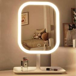 Shein LED Makeup Mirror, Rechargeable Desktop Vanity Mirror With Lights, 3 Light Modes, Touch Control, Adjustable Brightness, Portable Lighted Beauty Mirror, Travel Vanity Cosmetic Mirror With Lights