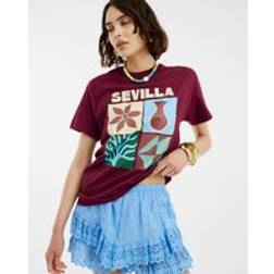 River Island Womens Red Sevilla Art Print T-Shirt - Red