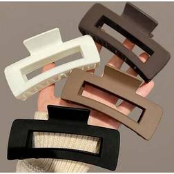 Shein 4pcs Black White Brown Square Hair Clips