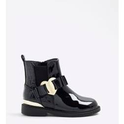 River Island Mini Girls Black Heart Bow Chelsea Boots
