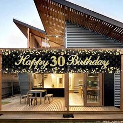 Shein Black Gold 30th Birthday Banner