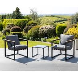 Artemis Home Bosque Black Grey Garden Outdoor Lounge Set, Table incl. 2 Chairs
