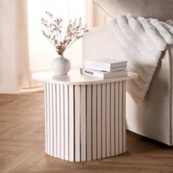 OHS Ribbed Side Corner Cream One Size Bedside Table