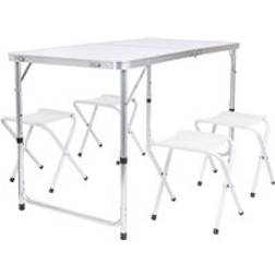 Harbour Housewares 5 Piece Height Adjustable Folding Picnic Table Set White