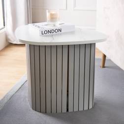 OHS Madison Ribbed Side Grey Marble Bedside Table