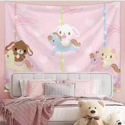 Shein Adorable Cartoon Tapestry Rotating Carousel Wall Decor