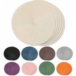 Shein 1pc/4pcs/6pcs 15inch Round Woven PP Placemat Place Mat Multicolour