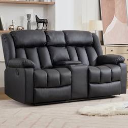 Artemis Home Sheridan Black Leather Manual Recliner Sofa 2 Seater