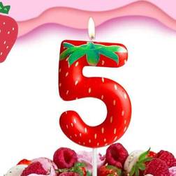 Shein Red Strawberry Number 0-9 Themed Birthday Candles