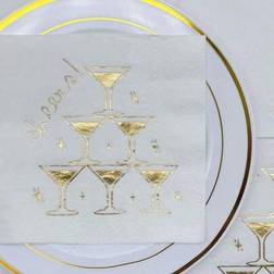 Shein Premium Cheers Design Foil Stamped Napkins 10 x 10 inch