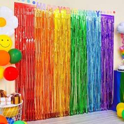Shein Rainbow Foil Fringe Curtains 2 Packs