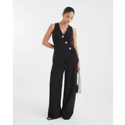 River Island Petite Black Waistcoat Hybrid Jumpsuit