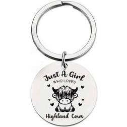 Shein Highland Cows Keychain For Women - Silver