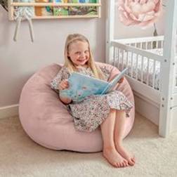 Rucomfy Kids Slouch Velvet Bean Bag Pink