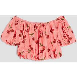 River Island Girls Pink Cherry Bardot Bubble Hem Crop Top