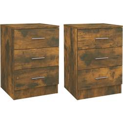 vidaXL Cabinets Smoked Oak Bedside Table 35x38cm 2pcs
