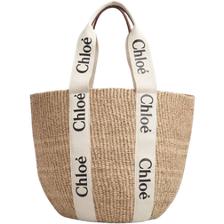 Chloe Large Woody Basket in Natural Fibers - White