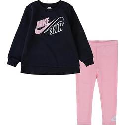 Nike Girl's Black Mini Me Crewneck Sweatshirt & Arctic Punch Leggings Set