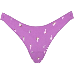 PINK Logo Cotton Shine High Leg Thong Panty - Grape Taffy Ice Cream Print
