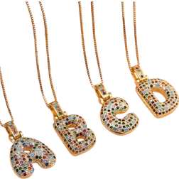 Shein Fashion Copper Cubic Zirconia Letter Pendant Necklace For Men Women For Daily Decoration