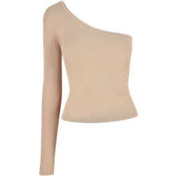 Urban Classics Asymmetric Long Sleeve Top - Union Beige/Black
