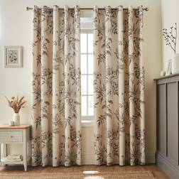 Dunelm Bridget Etched Floral Blackout Eyelet Curtains Natural 137x168cm